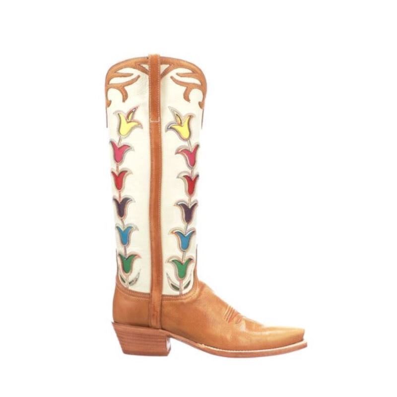 Lucchese Boots | Ladies Tall Tulip - Rust + Glitz Cream