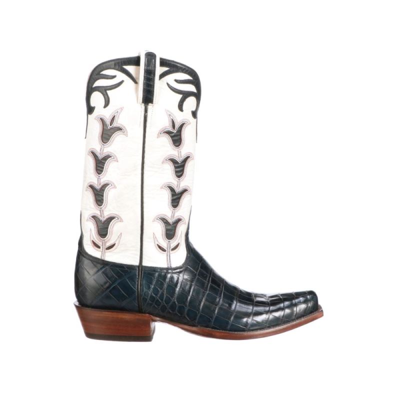 Lucchese Boots | Tulip Exotic - Navy + Wheat