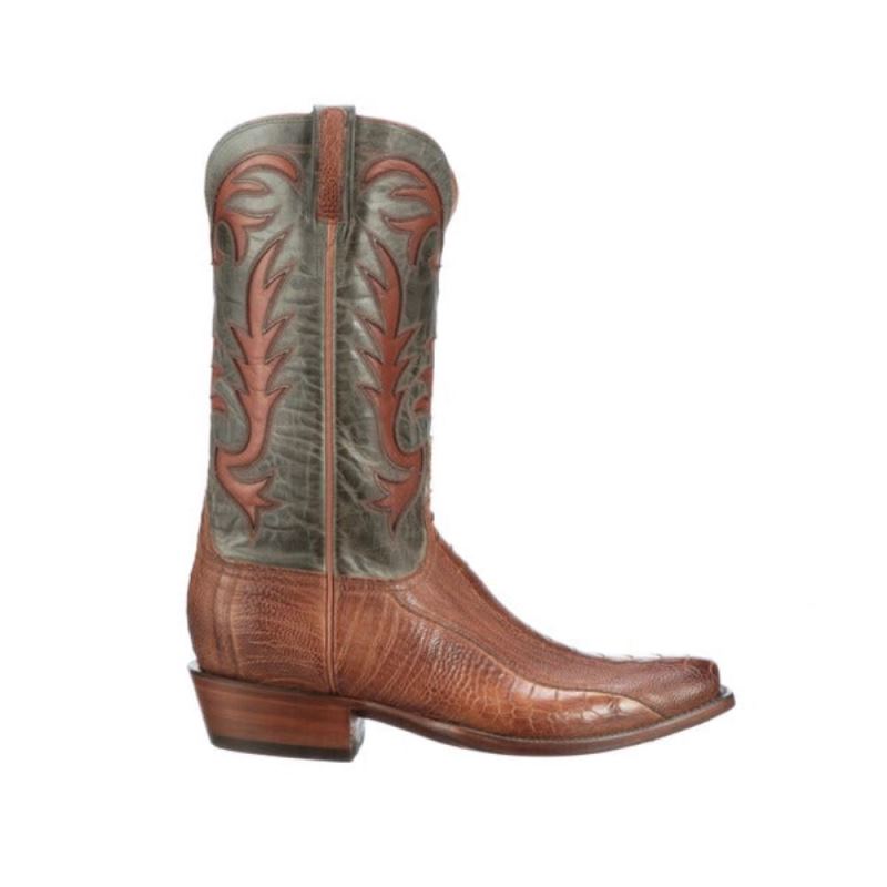Lucchese Boots | Hall Exotic - Brandy + Sky Blue