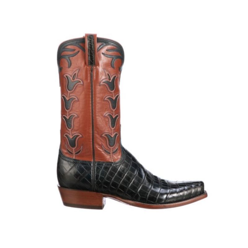 Lucchese Boots | Tulip Exotic - Navy + Pearwood Tan