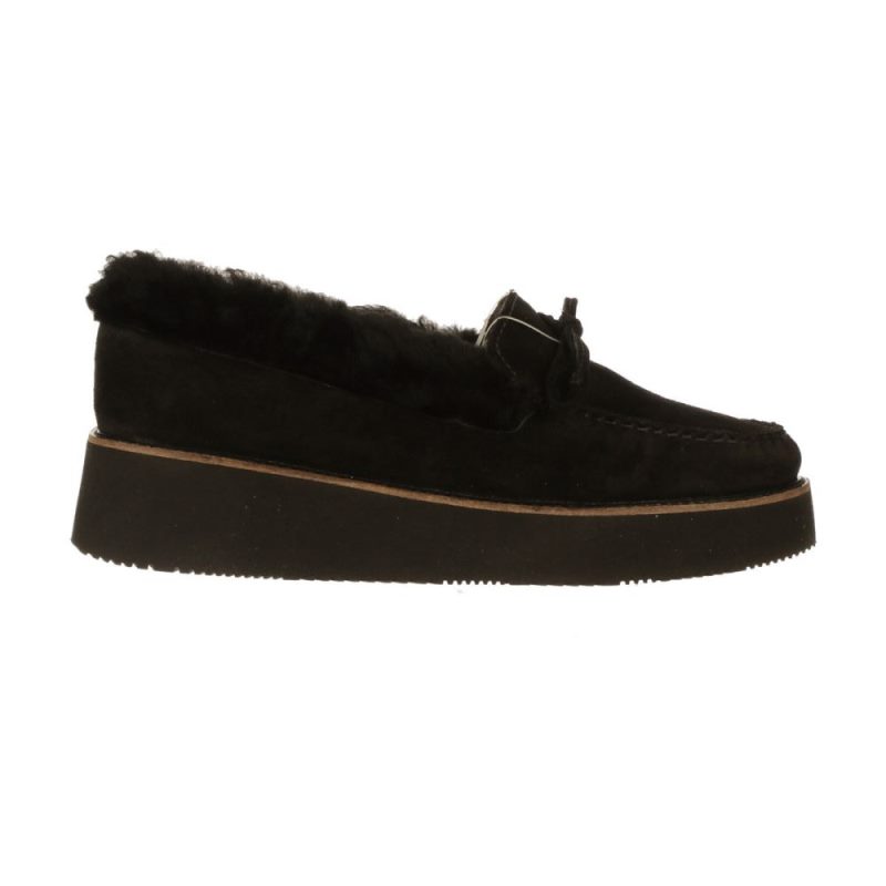 Lucchese Boots | Shearling Wedge Moccasin - Black