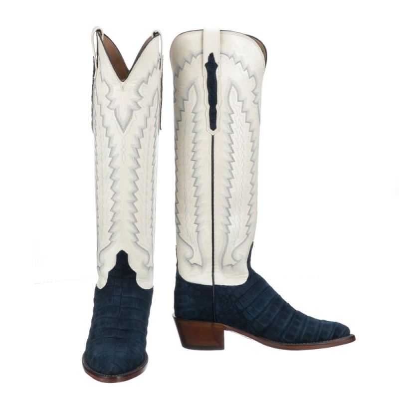 Lucchese Boots | Priscilla Exotic - Navy/Cream